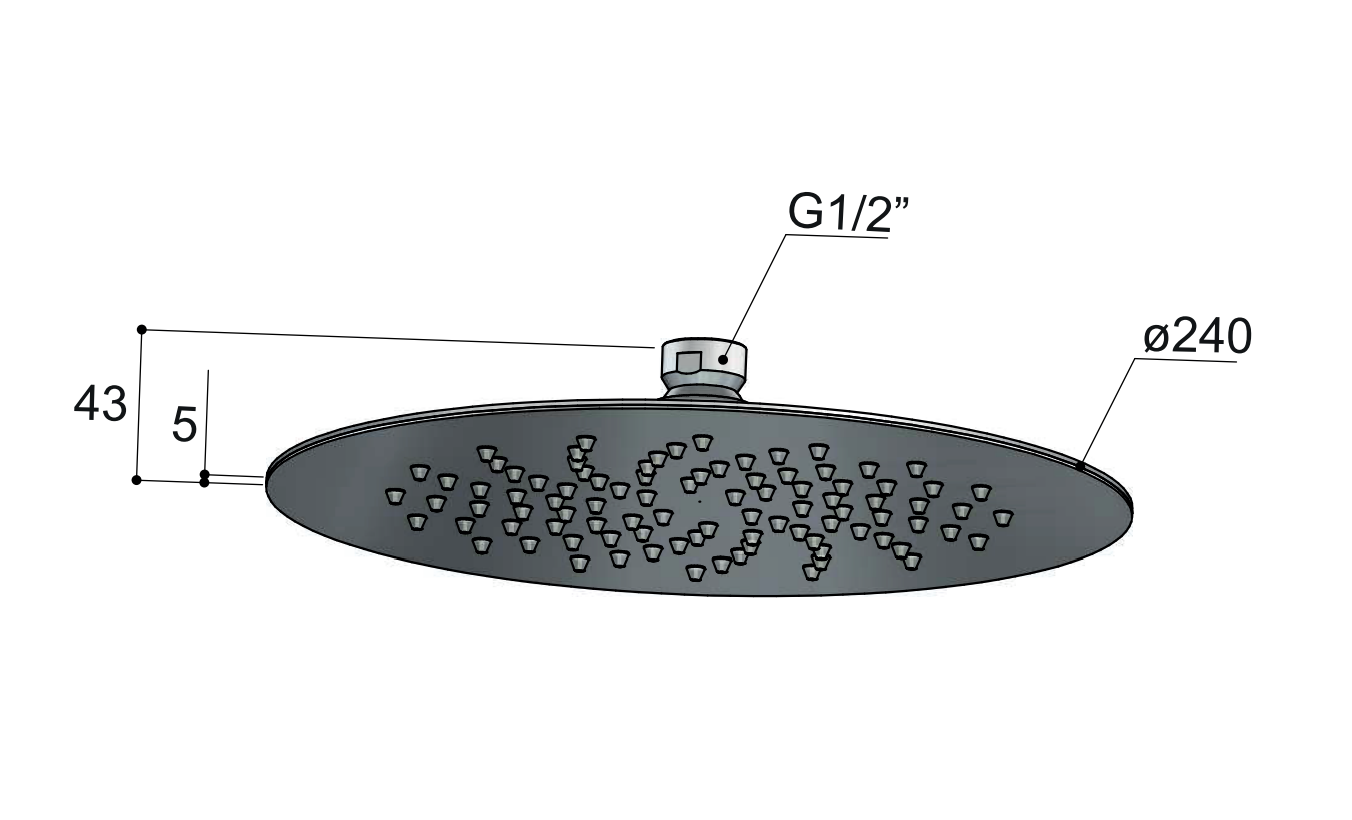 Hotbath Mate M198 hoofddouche rond 24cm extra dun geborsteld nikkel