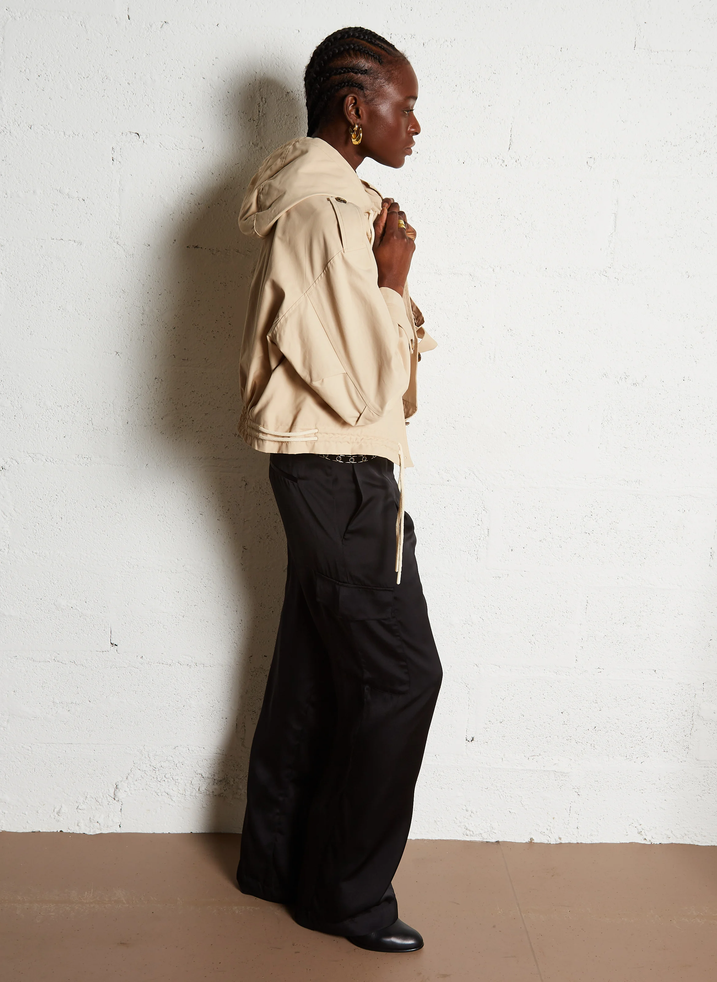 TORRY - Veste droite col montant en coton mélangé | Beige