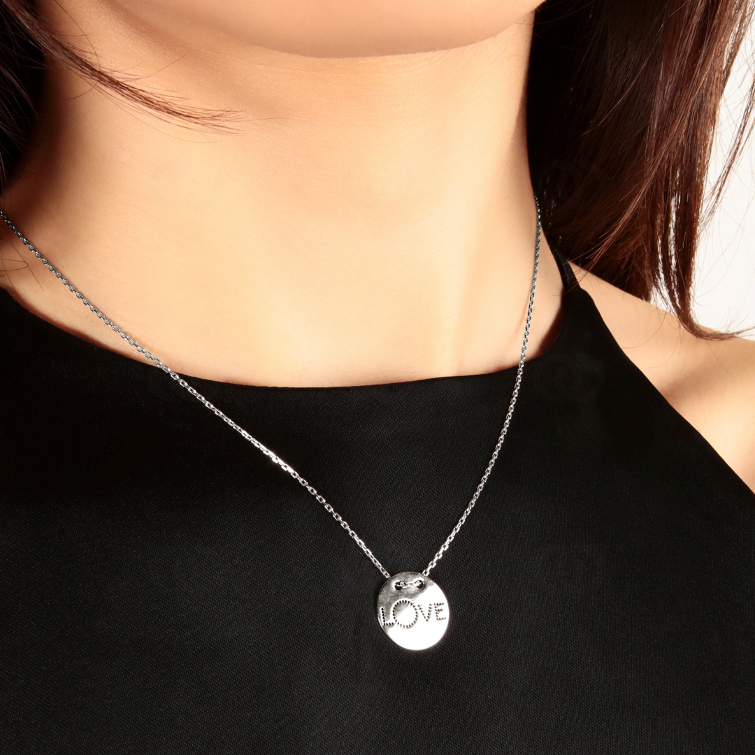 Collier 925 Silber rhodiniert Love 42cm