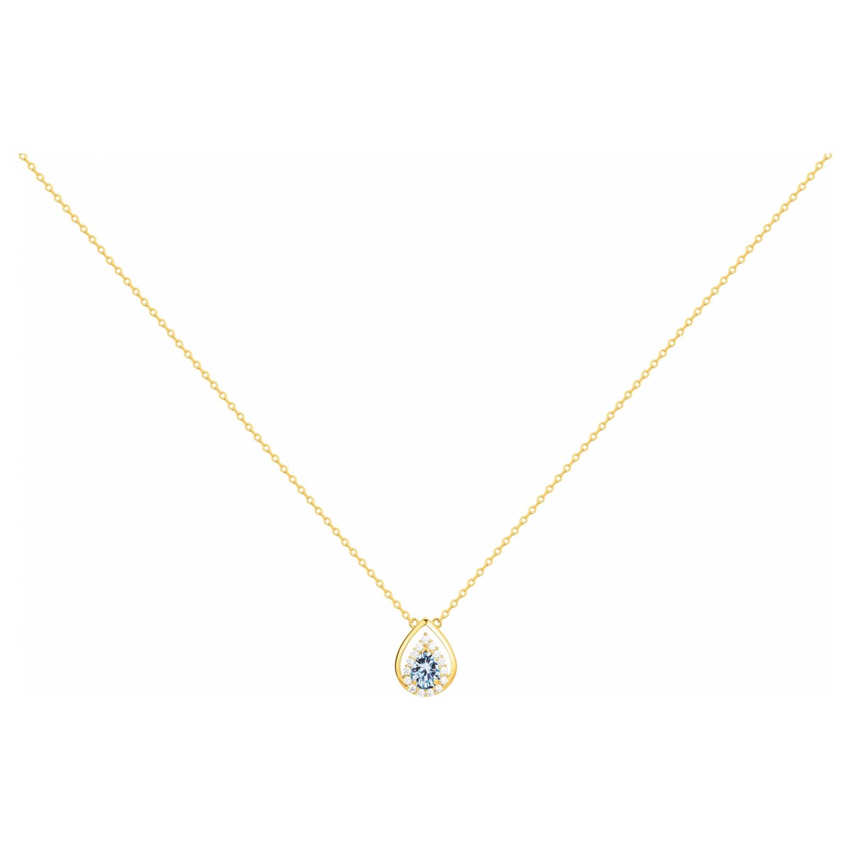 Collier en Plaqué Or avec spinelle bleu topaze