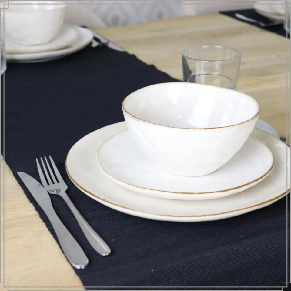 OTIX Dinerborden Bordenset 12 Persoons Beige 27cm Keramiek MAPLE