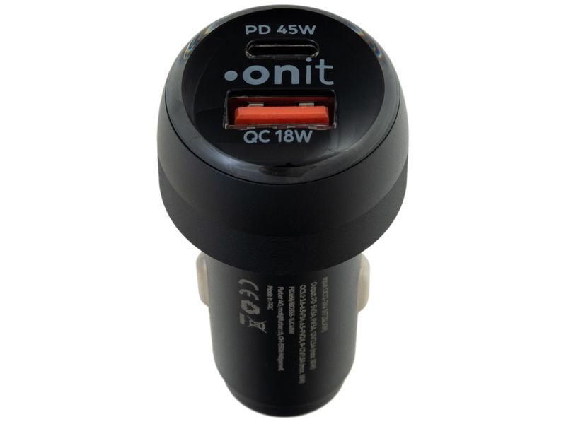 onit Autoladegerät Dual 63 W PD Kfz-Ladeadapter mit einem USB-C- und einem USB-A-Port