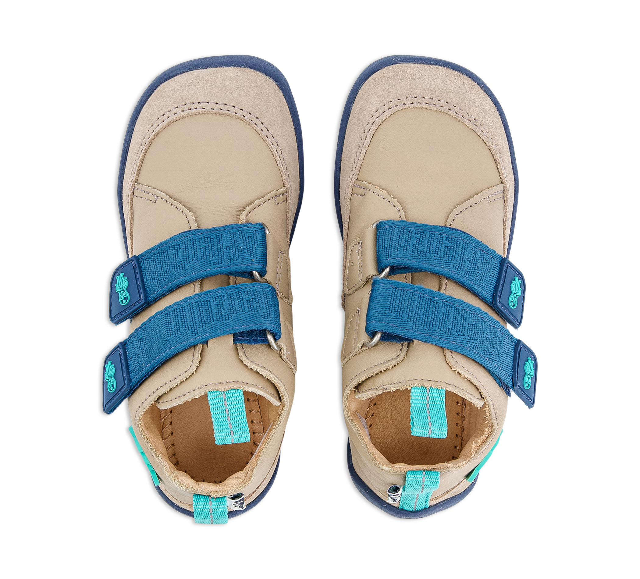 Affenzahn Leder Buddy - Klettschuhe beige/taupegrau