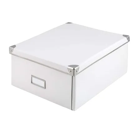 Idena Aufbewahrungsbox mit Deckel, 36 x 28 x 17 cm, aus Pappe, faltbar, weiß