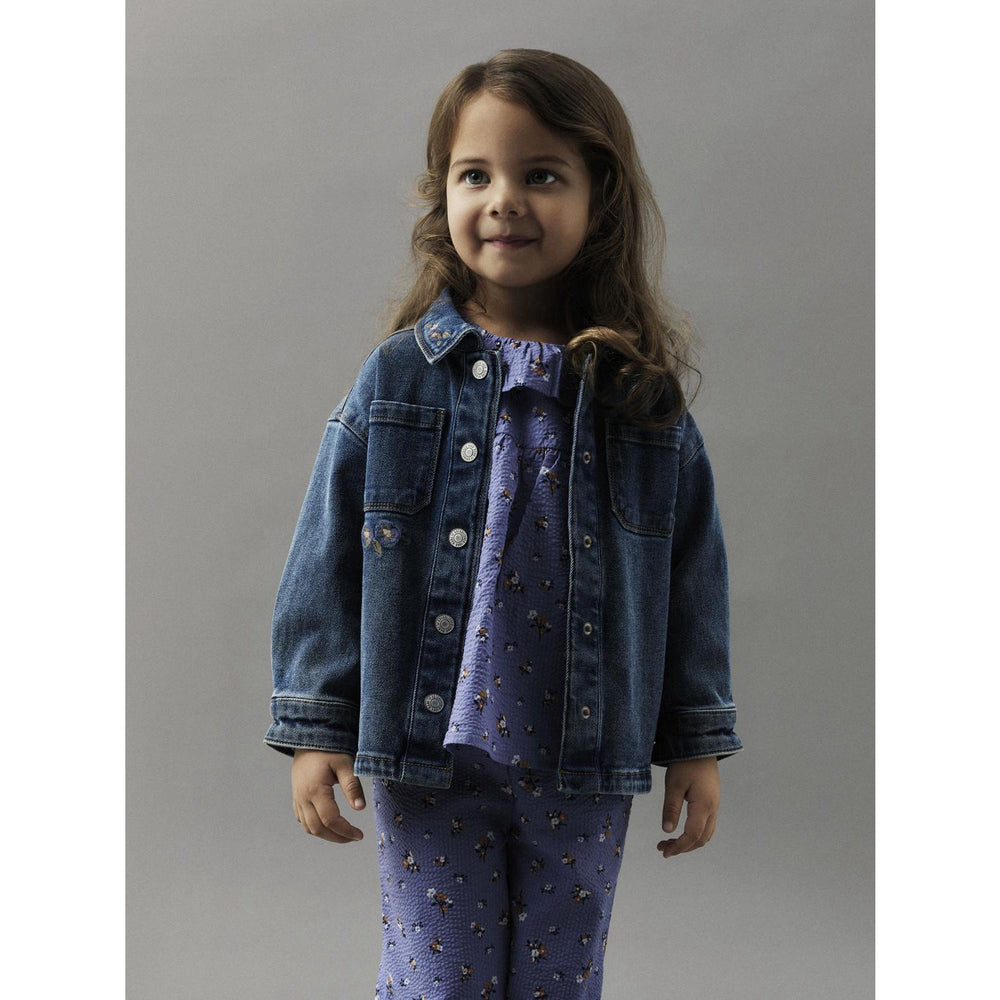 Køb Name It Dark Blue Denim Flower Emb Nmfkara Emb Dnm Jakke 1224-Fr