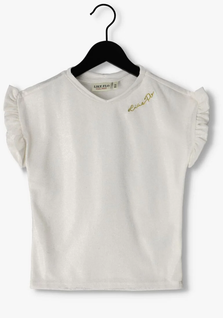 LIKE FLO gouden like flo top metallic jersey ruffle tee