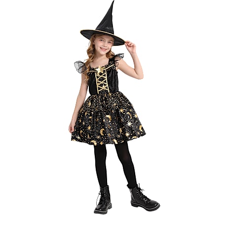 Halloween heks kostume str. 128
