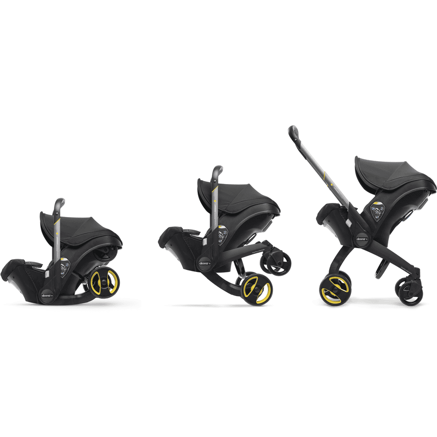 doona Babyschale Nitro Black  schwarz mit voll integriertem Fahrgestell, 2 in 1