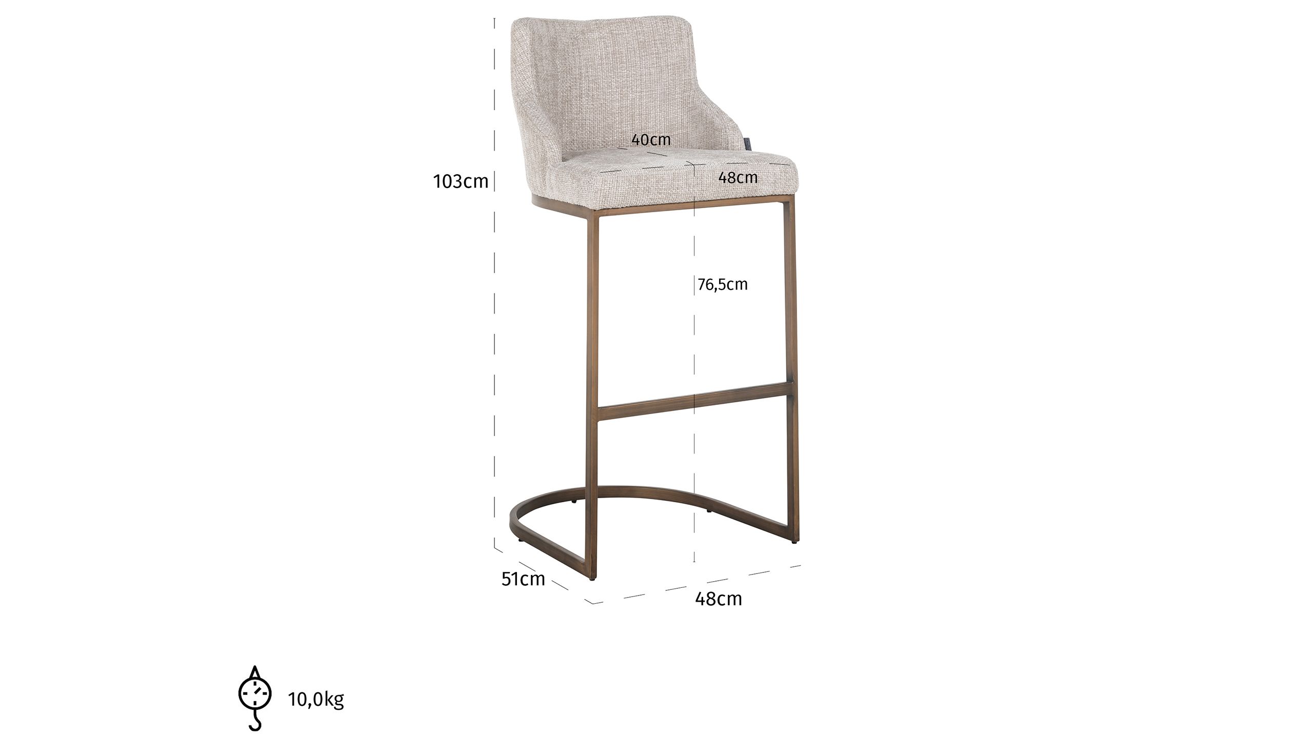 Barstoel 211185 Natural Renegade Bolton B48 x D51 x H103 cm