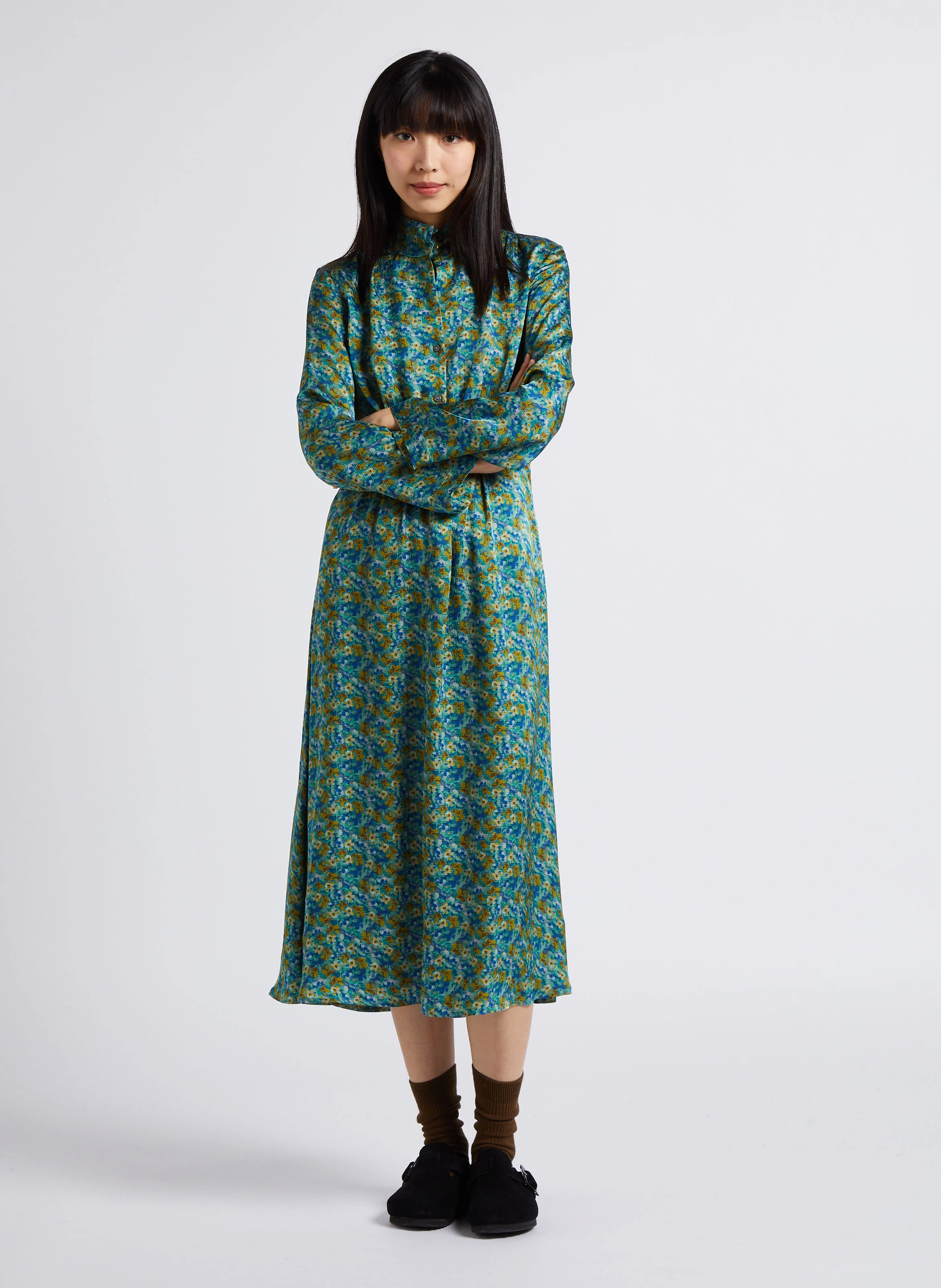 SAMBUCO - Robe longue à col montant | Vert