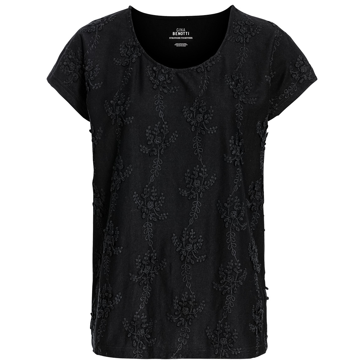 Gina Benotti Damen T-Shirt mit floralem Muster schwarz