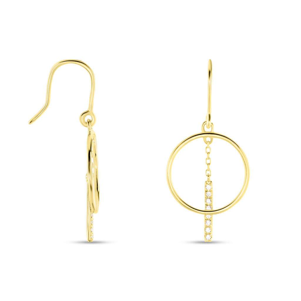 Boucles D'oreilles Pendantes Or Jaune Guda Oxyde De Zirconium