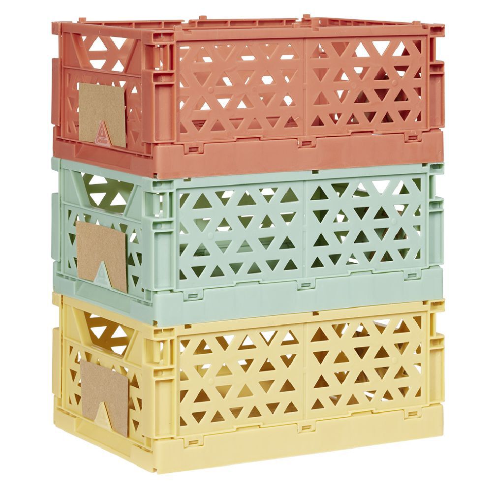 Caisse pliable avec porte-étiquette jaune L17xl12,5xH7cm