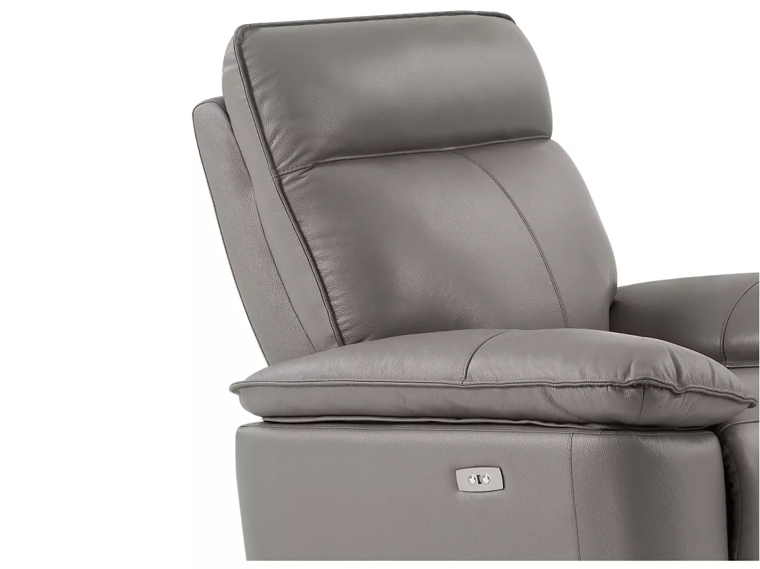 Fauteuil relax électrique en cuir de vachette gris NOVENA