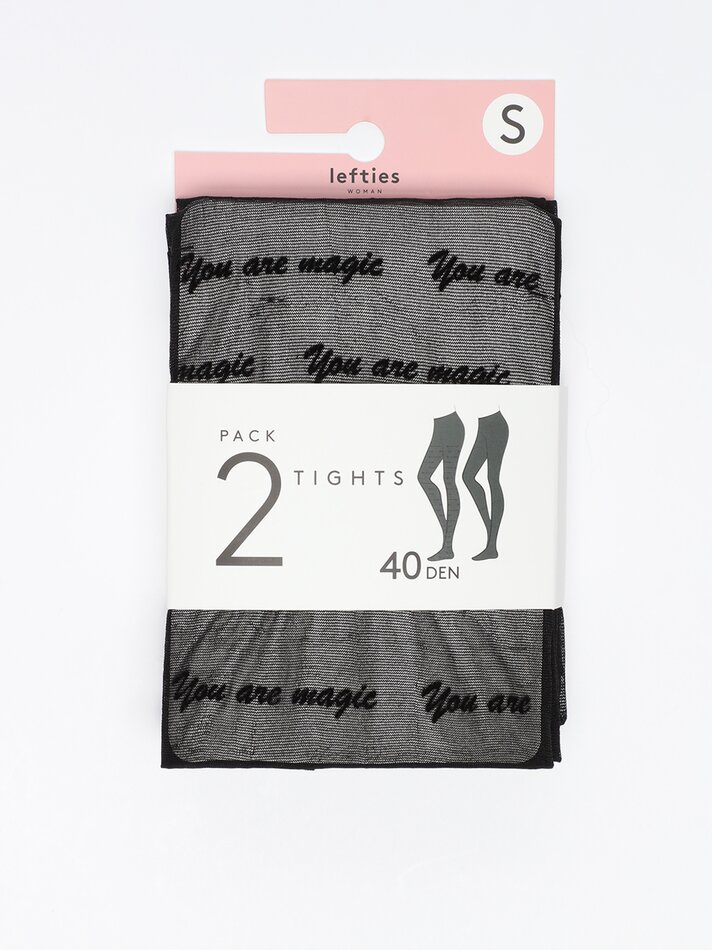 Pacote com 2 pares de meias com texto - Pretas