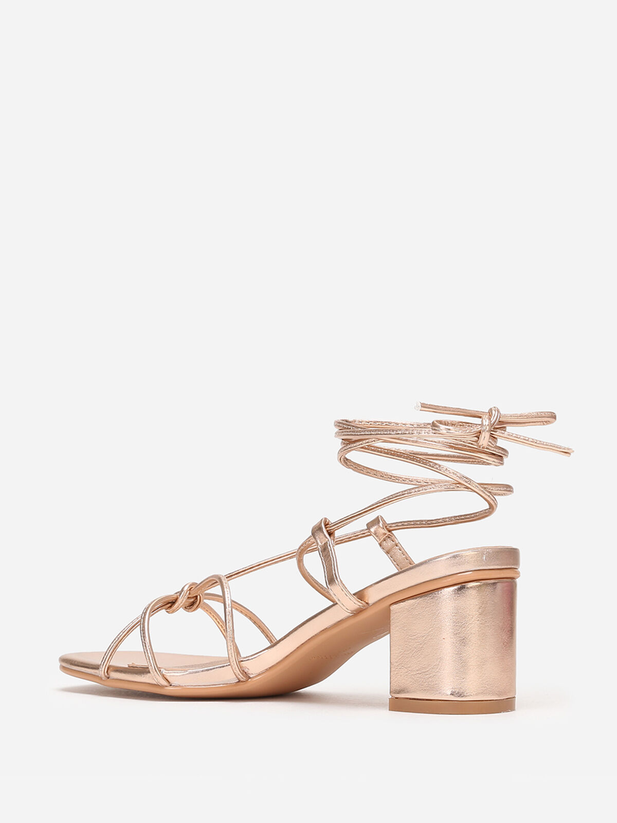 Sandales à brides entrelacées- Doré rose