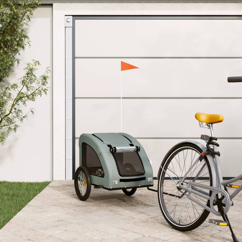 vidaXL Reboque para Bicicleta de Animais de Estimação em Tecido Oxford Cinza