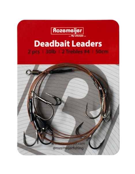 Bas de Ligne Rozemeijer Deadbait Leaders 2x Treble 50cm 30lb (2 Pièces)