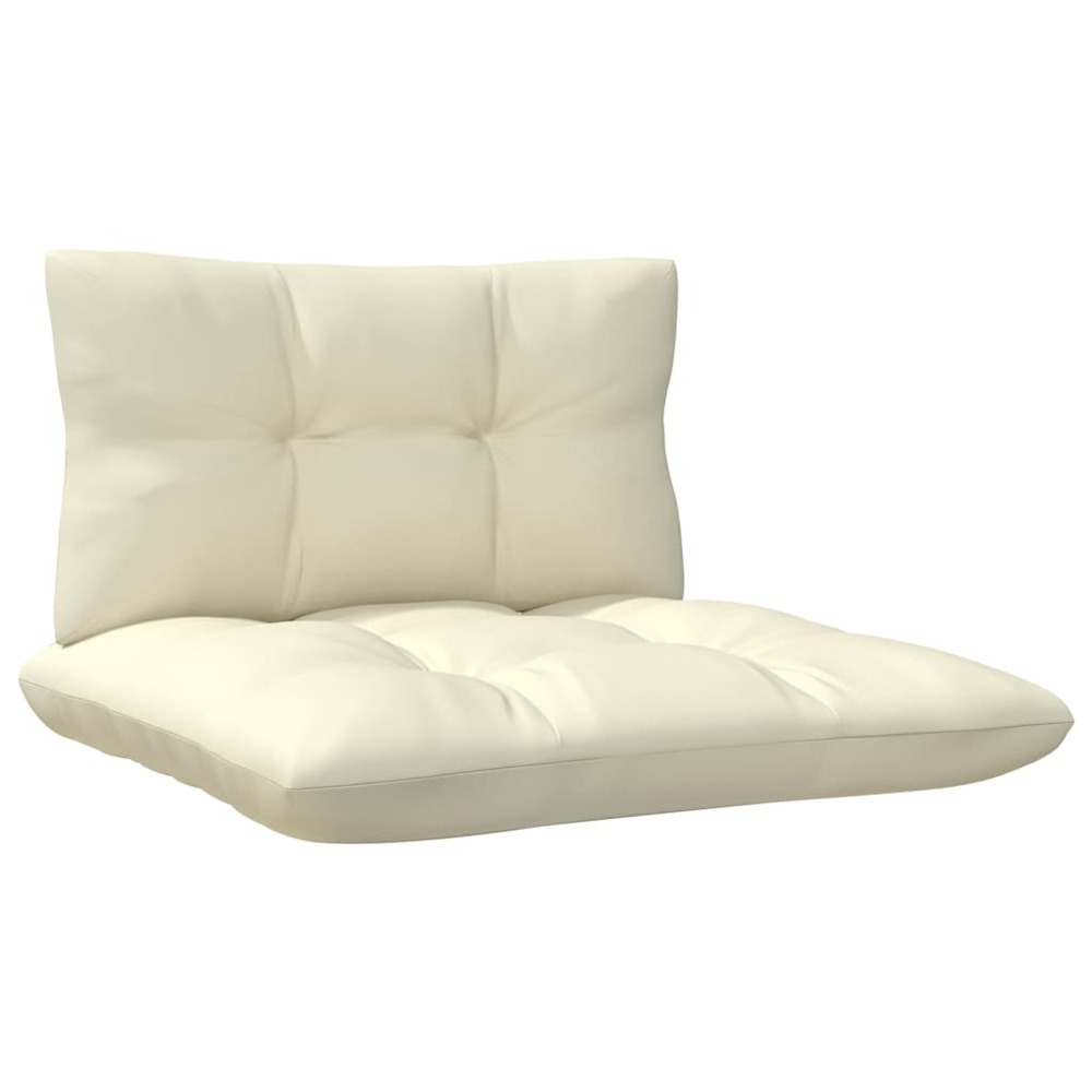 Salon de jardin meuble d'extérieur ensemble de mobilier 8 pièces avec coussins crème bois de pin