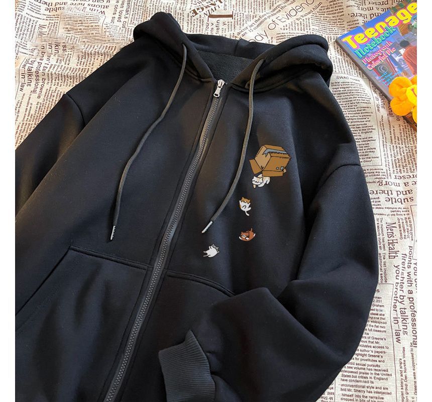 Kupyd - Kleine kattenprint hoodie met rits