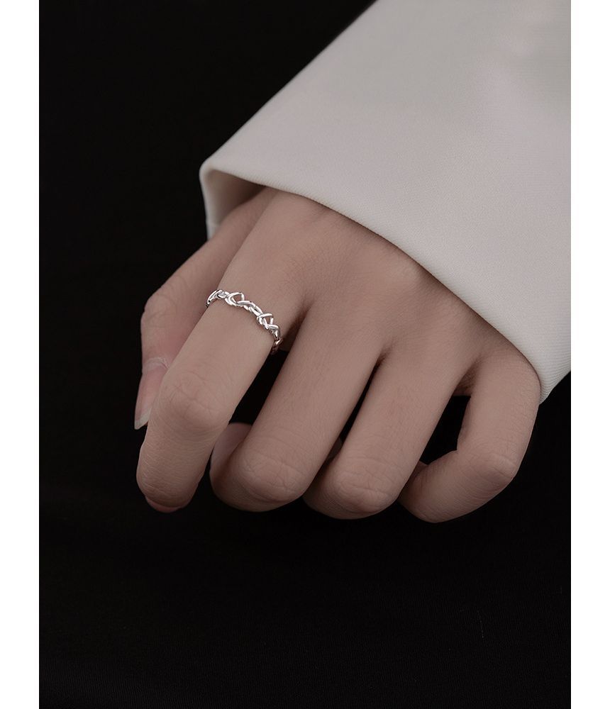 pexrl sieraden - Hartvormige sterling zilveren open ring