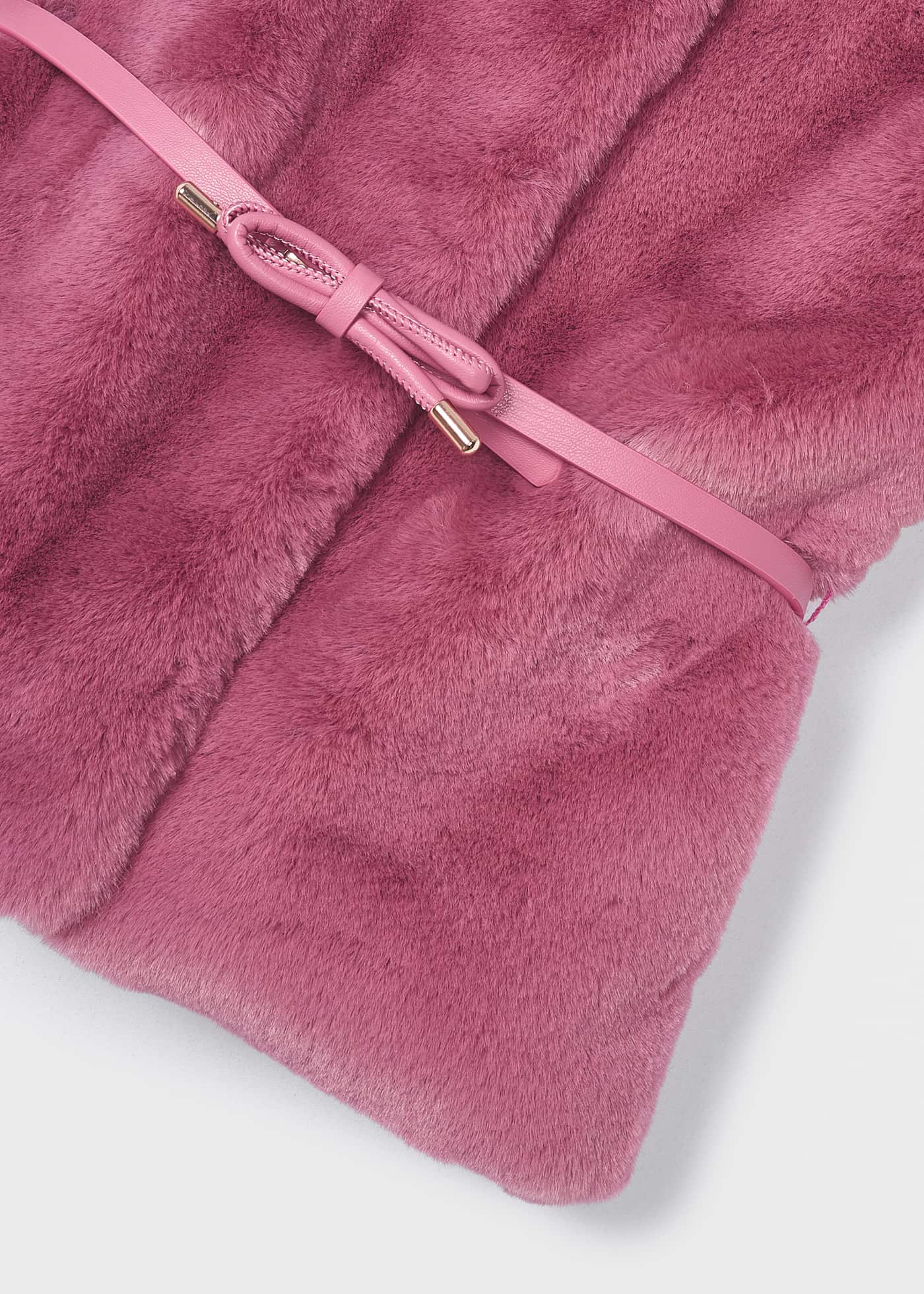 Colete de pele com cinto para meninas