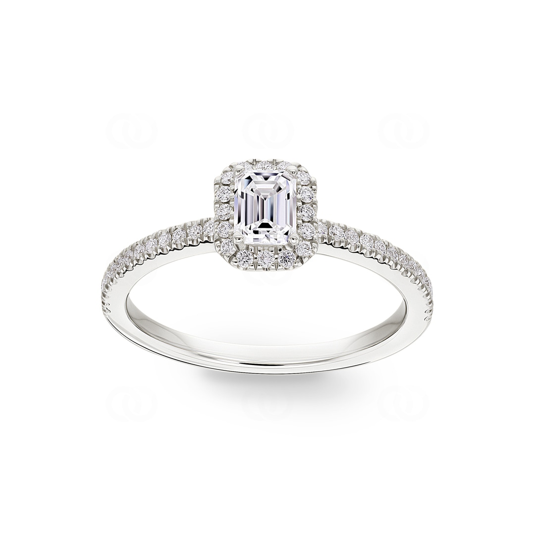 Emerald Halo Diamantring 750/18 K Weissgold 0.71 ct G/si