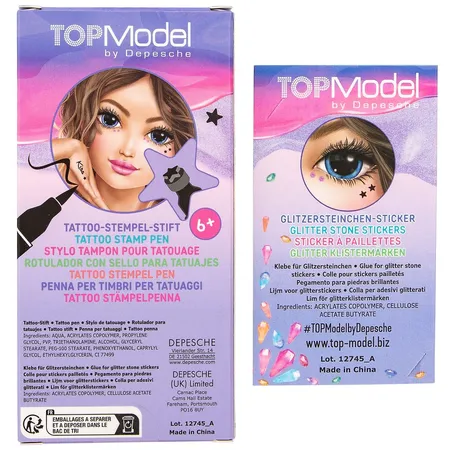 Depesche TOPModel Tattoostift mit Glitzersteinen BEAUTY and ME, 1 Stück, 3-Fach sortiert