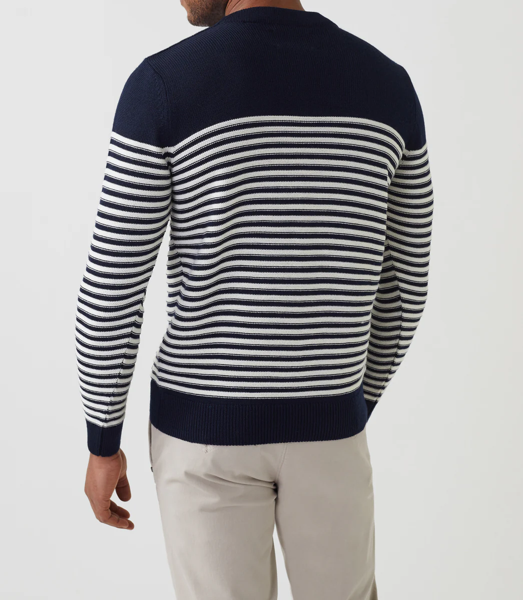 Pull col rond marine 