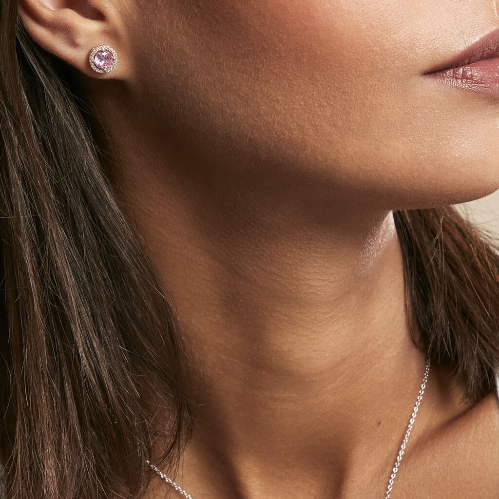 Boucles D'oreilles Puces Rio Argent Rose Oxyde