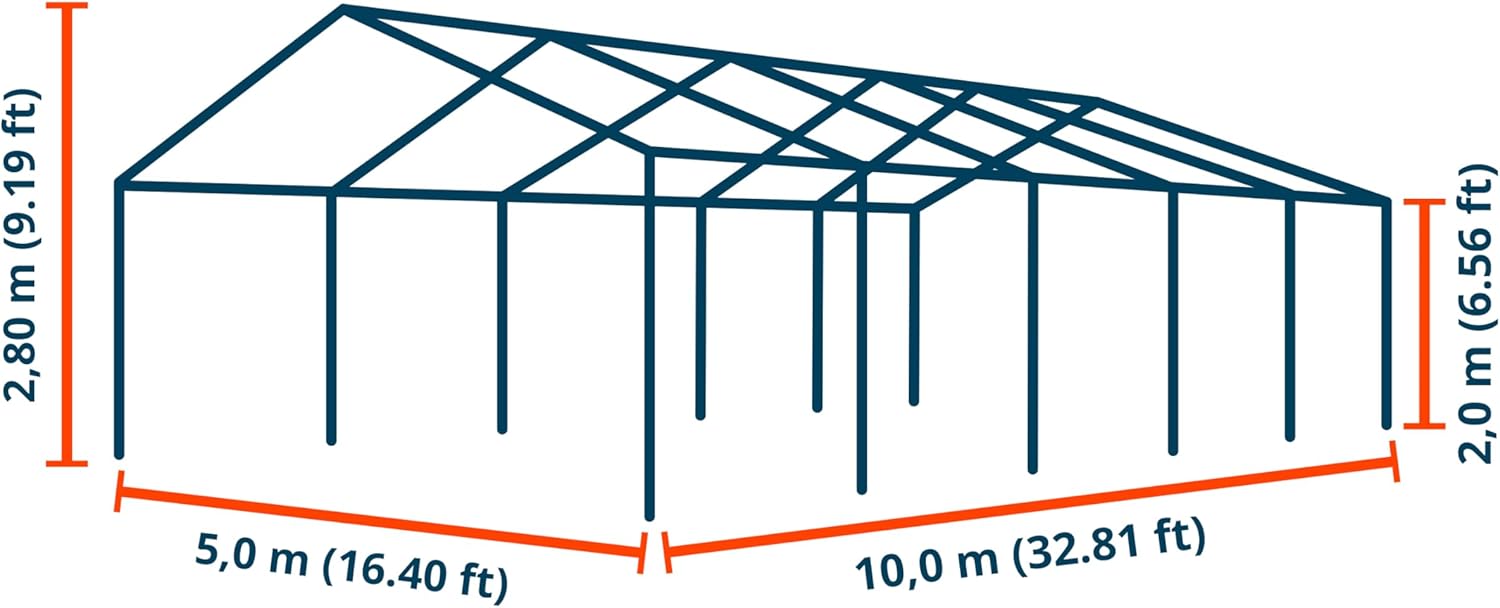 TOOLPORT Lagerzelt 5x10 m Zelthalle Unterstand Weidezelt PVC Plane 700 N wasserdicht in dunkelgrün