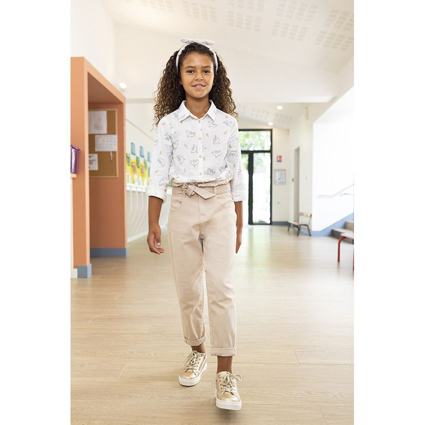 Serre-tête en velours pour fille - Ecru