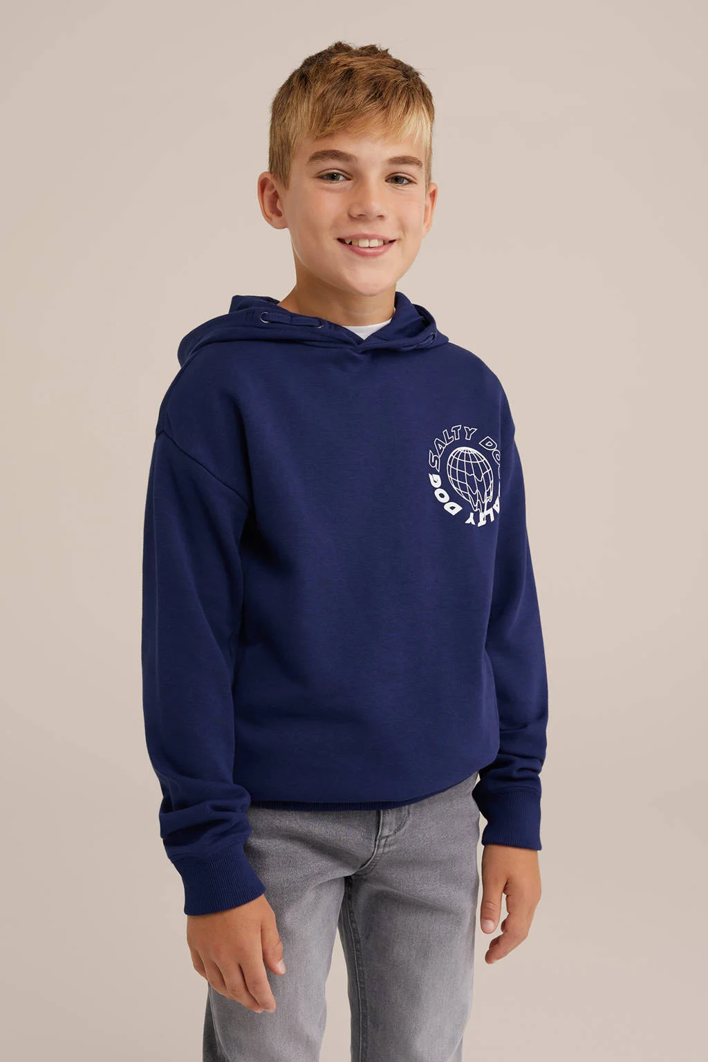 WE Fashion hoodie met backprint donkerblauw