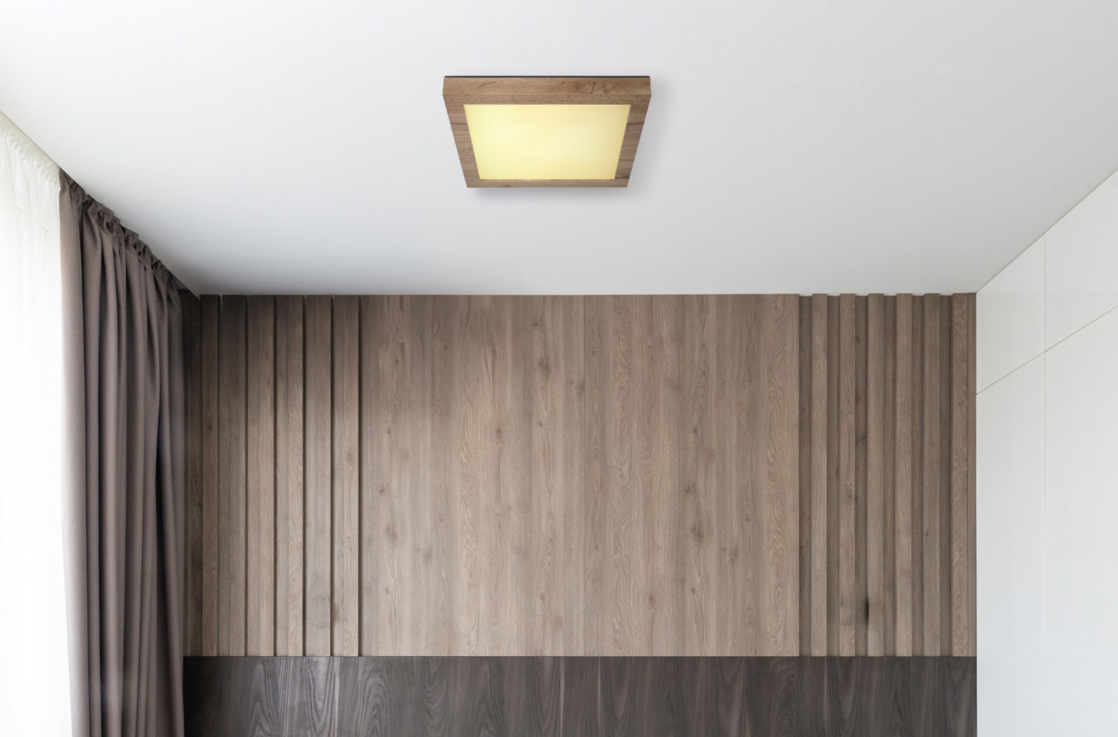 LED-Deckenleuchte - holzfarben - weiß matt - 35 cm