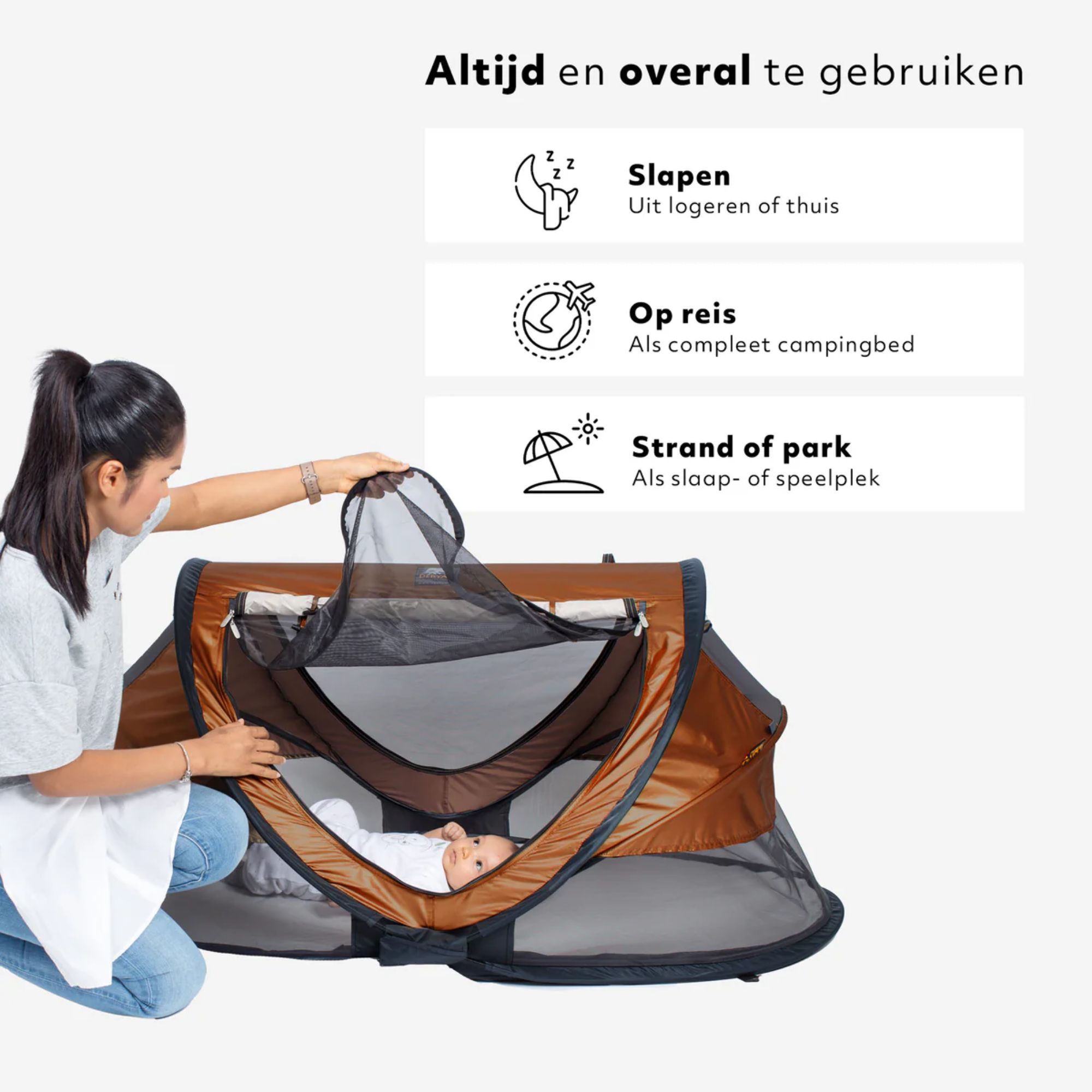 Deryan Peuter Luxe bedje met matras - Caramel