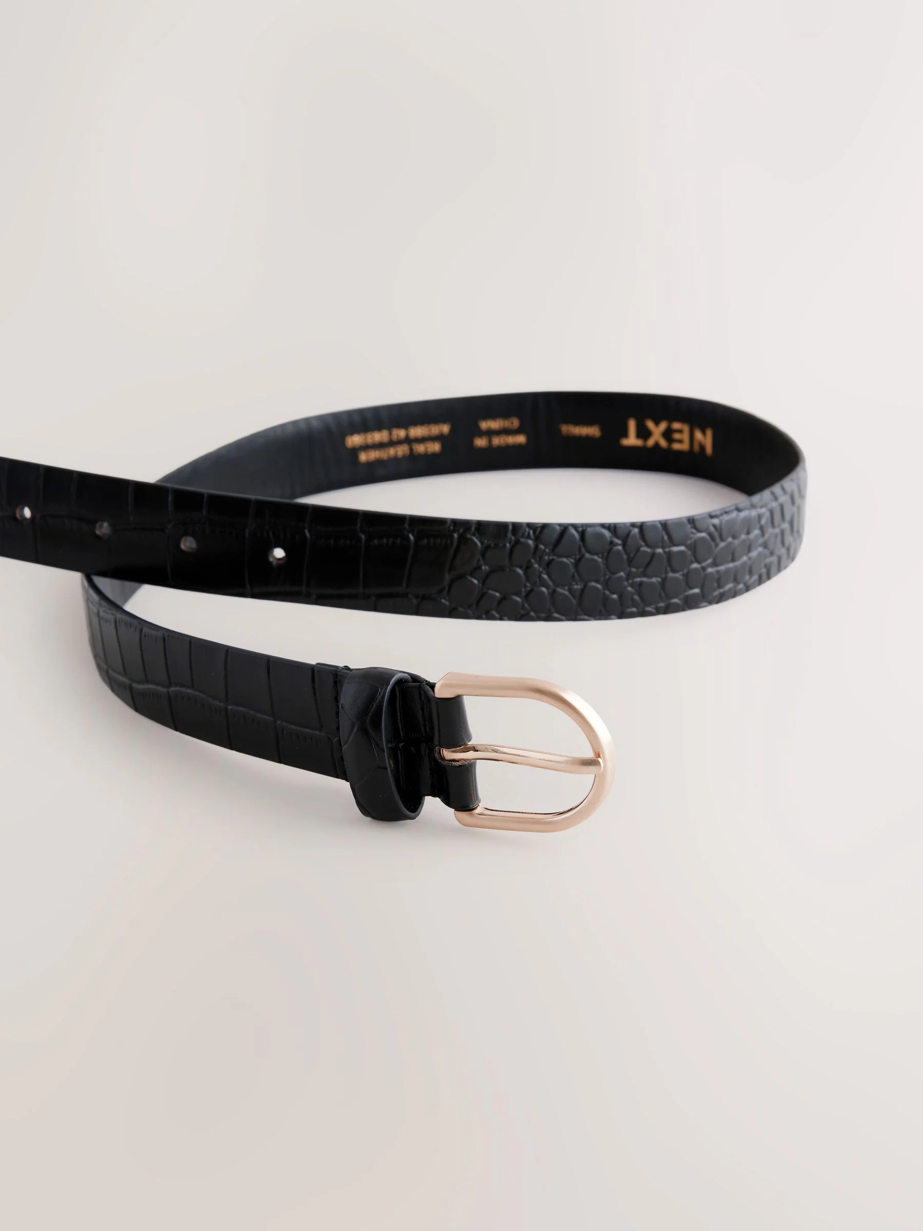 Zwart krokodillenmotief - Standaard leren riem