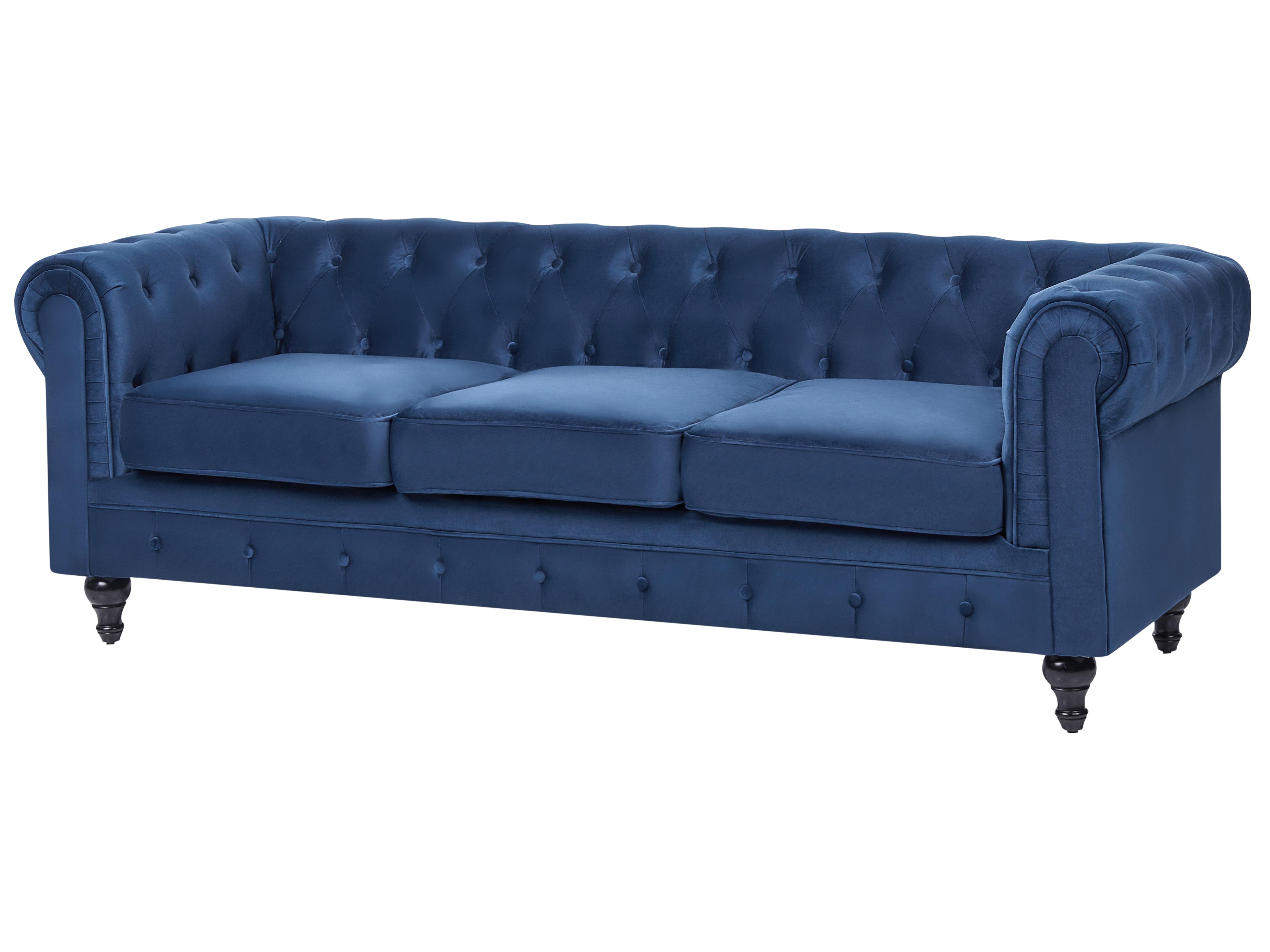 Bankenset 4-zits CHESTERFIELD Fluweel Marineblauw