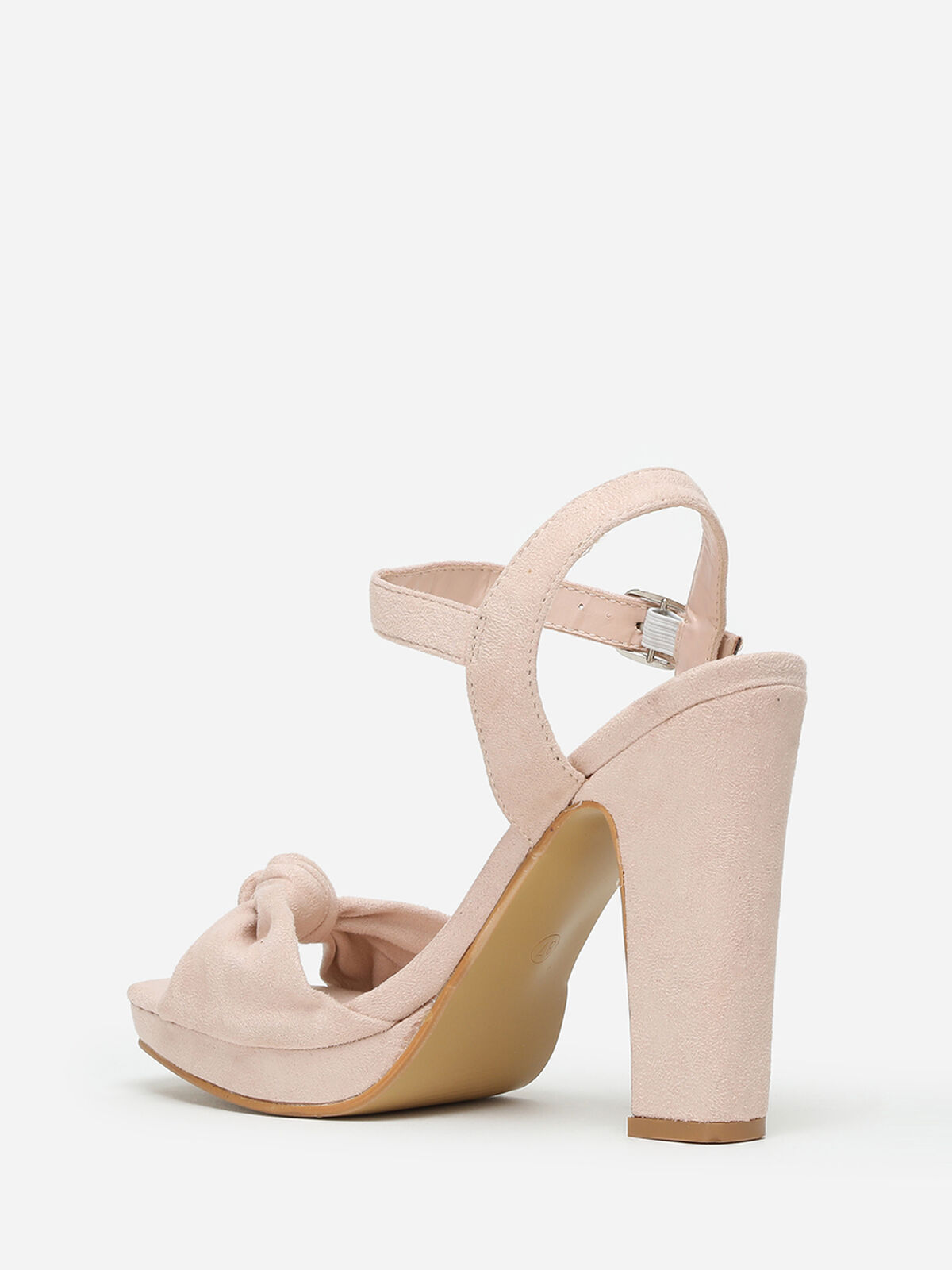 Sandales en suédine à bride nouée- Beige