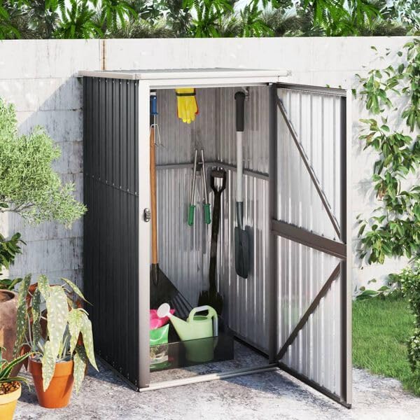 ACAGALA Metall Gerätehaus Geräteschuppen Gartenhaus 88 x 89 x 161 cm, Gartenschrank Wetterfester Metallschuppen mit Doppeltüren, Ideal für Gartenwerkzeug & Fahrräder - Verzinkter Stahl, Anthrazit