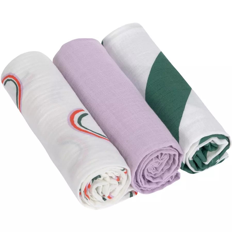 LÄSSIG Mulltücher L 3er Pack Happy Rascals lila 85 x 85 cm