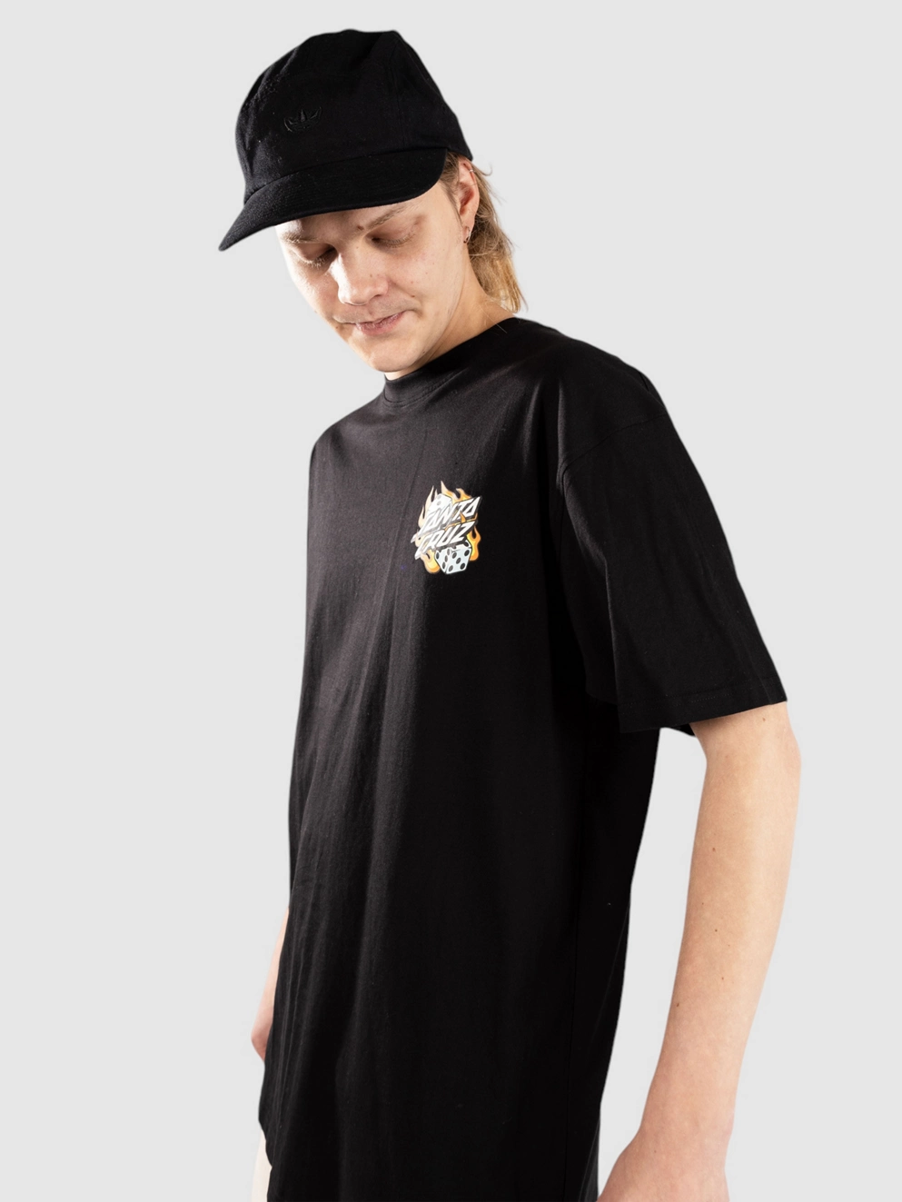 Santa Cruz Flaming Dice Dot Chest T-Shirt black