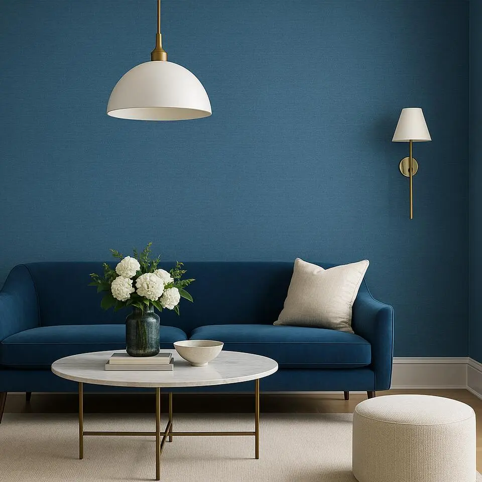 Dutch Wallcoverings Vliesbehang Linen & Textures uni - blauw - 10,05m x 53cm