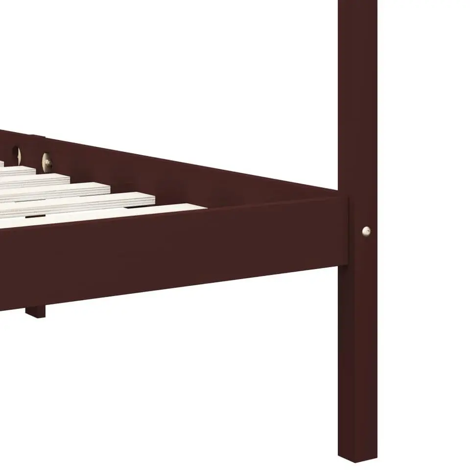 vidaXL - Hemelbed - Donkerbruin - Massief grenenhout - 120x200 cm