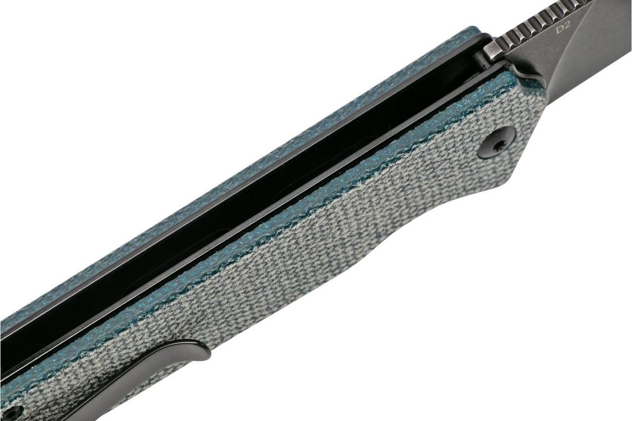 QSP Knife Mamba V2 QS111-H2 Blackwashed, Blue Micarta zakmes