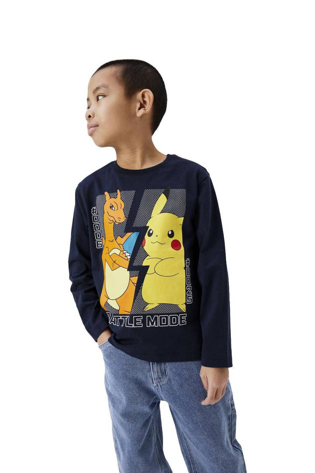 NAME IT Pokemon longsleeve met printopdruk donkerblauw
