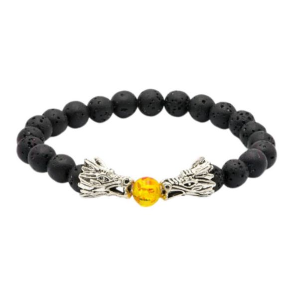 Pulseira Feng Shui Dragão Fogo Vulcânica 8mm 1unid