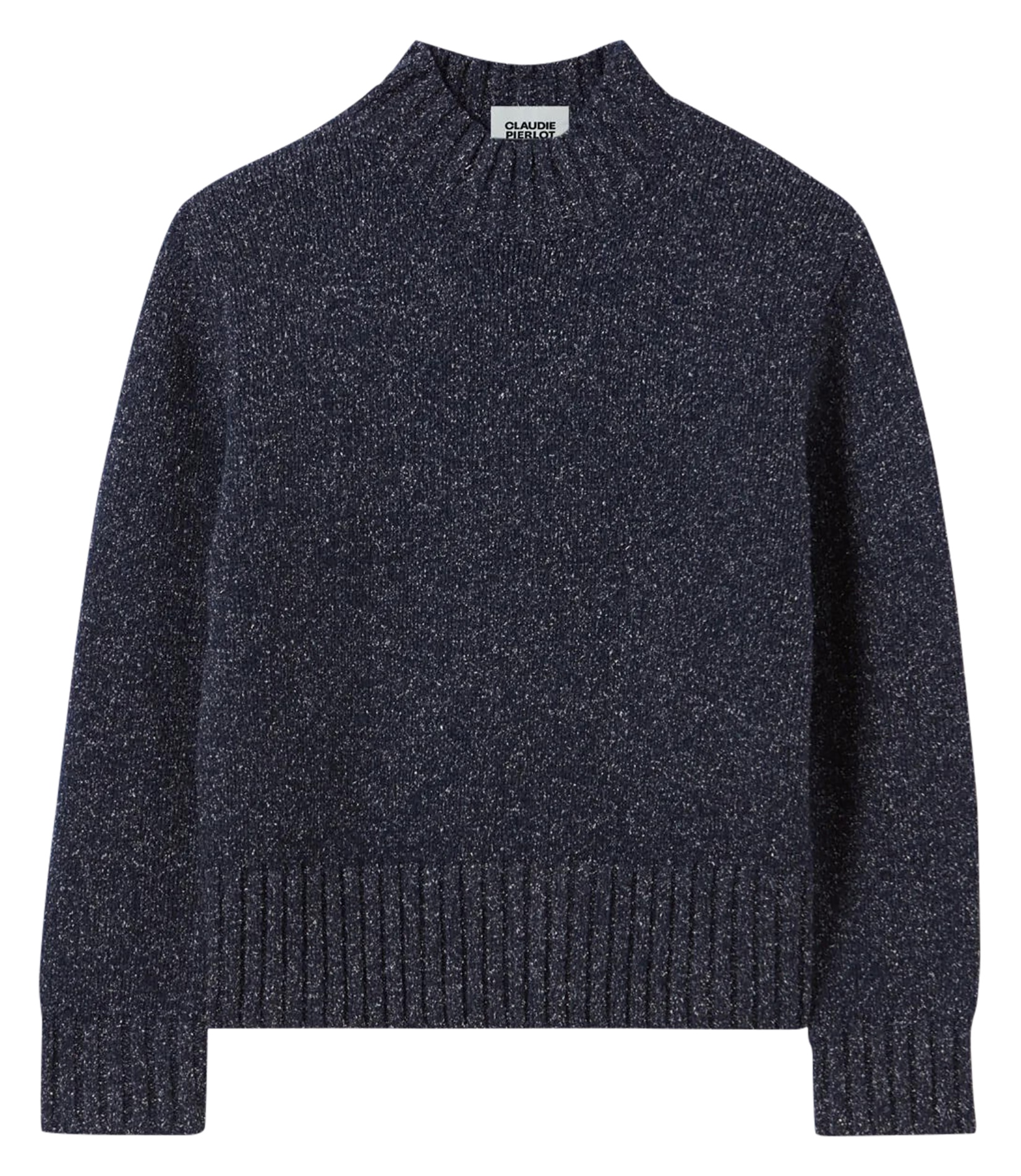 Pull col montant en laine et en soie mélangés | Bleu