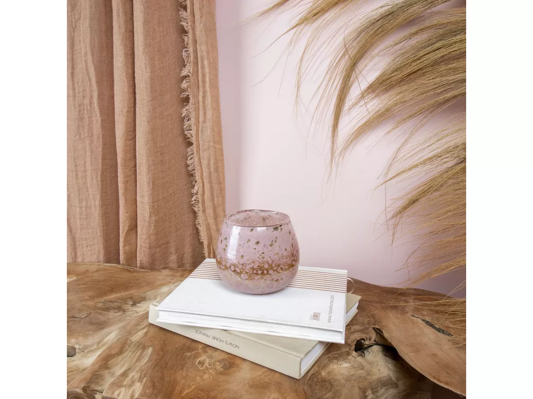 Now's Home - Pot En Verre Souffle Rose Poudre O15x12cm Coppra
