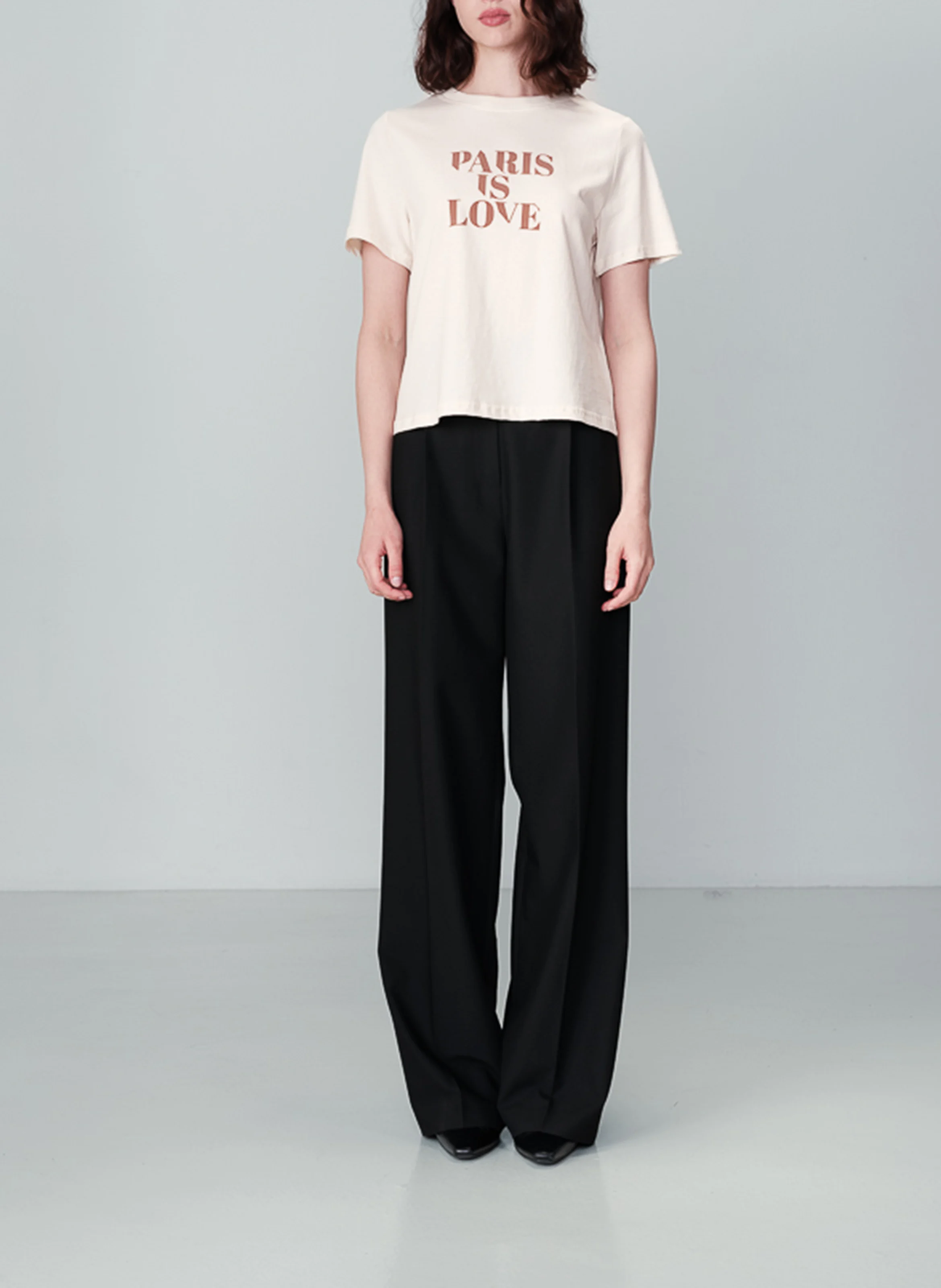 NOBUTO - Tee-shirt col rond en coton | Beige