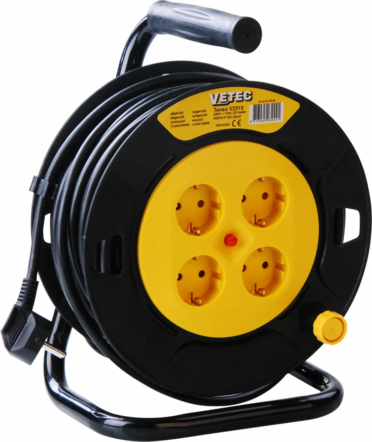 Vetec 47.410.25 Kabelhaspel - 25m - H05VV-F - 3 G 1.5 mm²